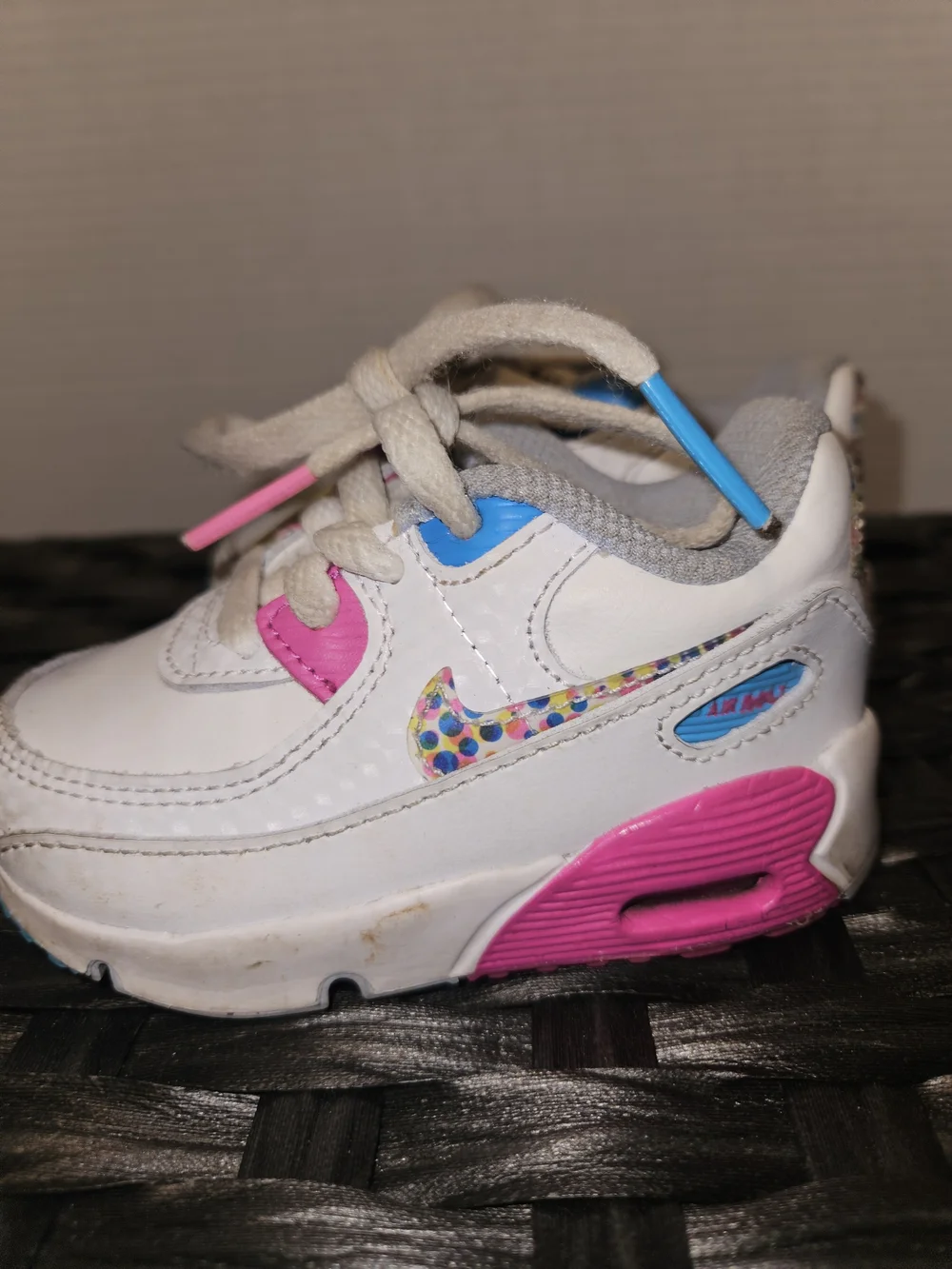 Nike White Toddler Sneakers with Pink, Blue & Purple Accents